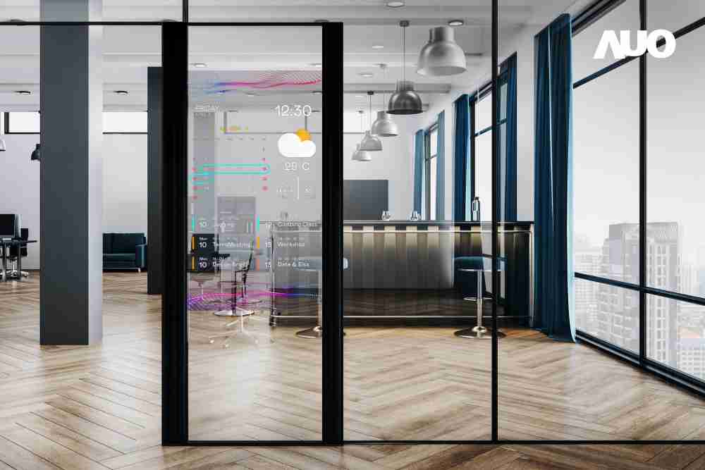 60吋Micro LED透明窗屏显示器，，，可依需求调整并延伸应用于不同场域，，，包括汽车侧窗或家庭玄关、、、、智慧橱窗、、、商业展示等面向，，提供丰富的信息娱乐内容